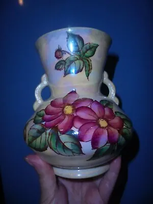 Buy Vintage Maling 'Dahlia' Twin Handled Pearl Lustre Ware Vase. (A/C 1) • 19.99£