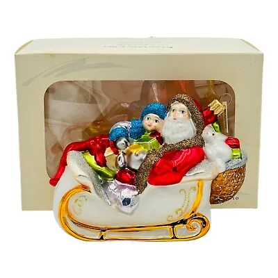 Buy Glassware Art Studio Santa Claus On Sled Glass Christmas Ornaments NEW • 33.03£
