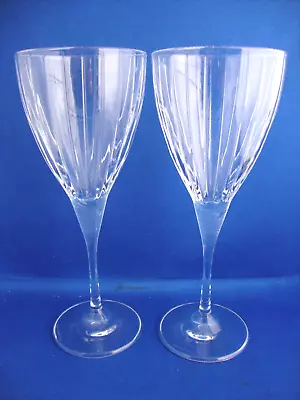 Buy 2 X Royal Doulton Crystal Wine Glasses Linear Cut Pattern - Signed • 19.95£
