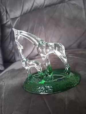 Buy Crystal Glass Giraffe And Calf With Green Base Ornament/figurine  • 7.99£