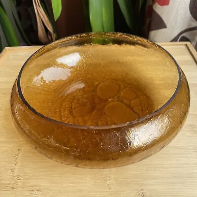 Buy RARE Vintage Crackle Glass Centerpiece Bowl Bohemian Art Nouveau Amber • 37.86£