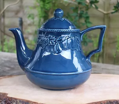 Buy BHS Lincoln Barratts Fruit Embossed Teapot Rare BLUE Colour • 20£