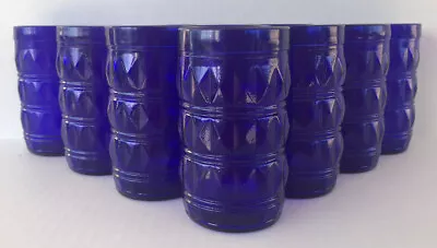 Buy Vintage Cobalt Blue Glass Tumblers Canning Jars Francesinho Brazil Set Of 10 • 47.66£