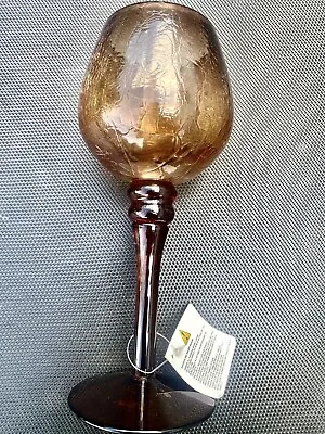 Buy Vintage Copper Crackle Wine Glass Stembed Candle Tea Light Holder • 10£