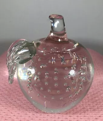 Buy VTg APPLE SHAPED BUBBLE DESIGN CLEAR GLASS FRUIT PAPERWEIGHT ORNAMENT 8cm Tall • 8.99£