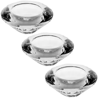Buy 3 Set Cut Crystal Glass Tealight Candle Holders Home Décor Wedding Display • 2.99£