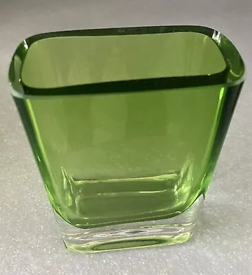 Buy Solid Heavy Vintage Art Glass Rectangle Vase VGC Unknown Age / Maker • 19.99£