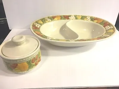 Buy Vintage Metlox Della Robbia Divided Serving Dish/Bowl & Sugar Bowl • 12.32£