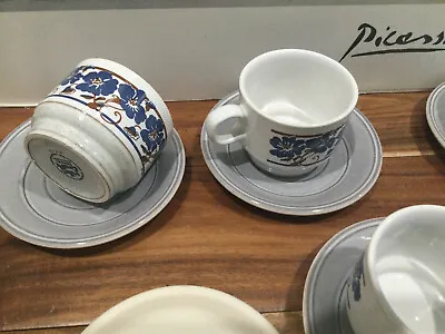 Buy 18 Pc Tea Set KILN CRAFT Staffordshire England Cups Side Plates Blue Flower Grey • 123.87£