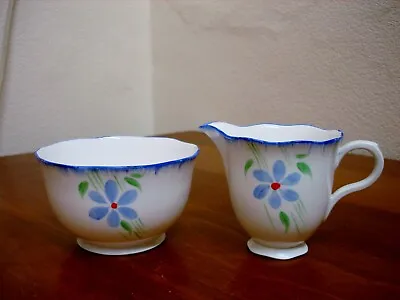 Buy Vintage Melba Bone China Handpainted Milk Jug & Sugar Bowl • 10£