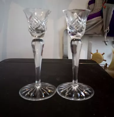 Buy Pair Of Waterford Nocturne Crystal Taper Candlesticks 6 Inches Tall Signed • 15£