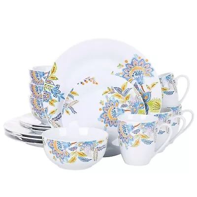 Buy 16pc Dinner Set Porcelain Floral Dinnerware Plates Bowls Mugs Serving Dishes • 49.95£