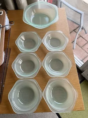 Buy Phoenix Pyrex Blue/Green Glass Dessert Bowl Set 7 Pces • 24.50£