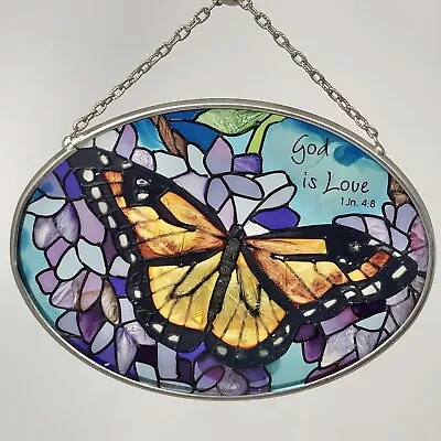 Buy Joan Baker Hand Painted Suncatcher God Is Love Butterfly 3” Glass Window Hanger • 11.37£