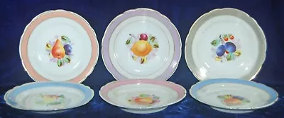 Buy Six Beautiful Antique Kpm Dessert Plates - 7 1/4  Fruit- Gold Trim - 1840-1890 • 38.60£