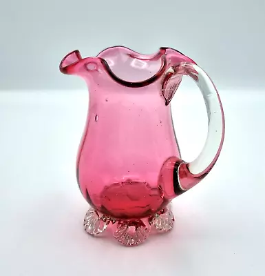 Buy Victorian Cranberry Glass Jug Antique Red Glass Small Creamer • 48.95£