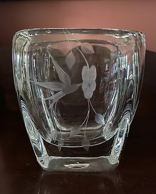 Buy Vintage Orrefors Glass Vase Etched Hummingbird Flowers Design Sweden • 27.51£