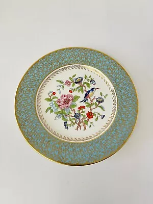 Buy Aynsley Pembroke Green Blue Gilded Cabinet Plate Large Bird  Flowers 10.25” • 15£