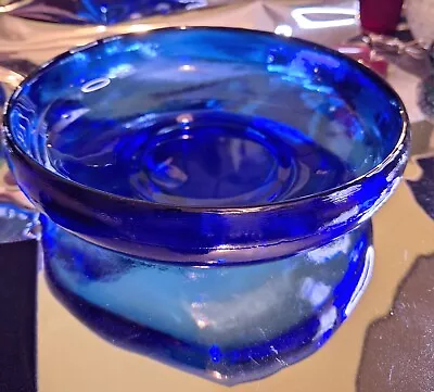 Buy Cobalt Blue Glass Bowl, Crackle Finish On The Base 255mm Excellent Condition   • 9.99£