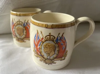 Buy X2 King George V. Queen Mary, Silver Jubilee Mugs 1910-1935, Commemorative Mugs • 17.50£