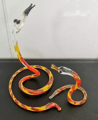 Buy 2x Large Snakes Vintage Glass Animal Ornament Handblown Collectable Figures • 16.19£