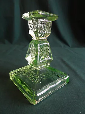 Buy Lime Green Sowerby Toby Pattern Vintage Pressed Glass Candleholder • 14.99£