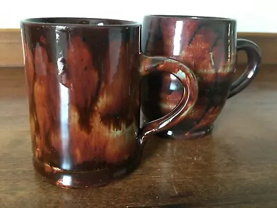Buy Two Ewenny Pottery Mugs - Reddish Brown Mottled Design • 15£