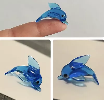 Buy Mini Handmade Blue Dolphin Lampwork Glass Animal • 4.29£