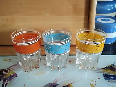 Buy Vintage Trio Of French Colourful Small Glasses MCM • 10£