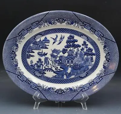 Buy English Churchill Blue Willow Porcelain 14.5  Oval Serving Platter • 65.54£