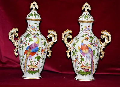 Buy Antique Large Chelsea Porcelain Hand Painted Twin Handled Lidded Urns A/F • 249£