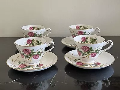 Buy Tuscan Fine English Bone China Four Leaf Clover Pattern Set Of 4 Cups & Saucers • 112.72£