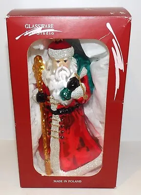 Buy Glassware Art Studio Poland Glass Old Fashioned Santa Christmas Ornament In Box • 28.34£