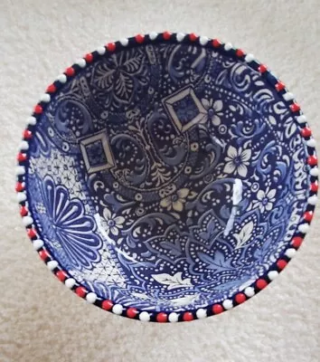 Buy Del Rio Salado Textured Geometric Hand Painted Ceramic Bowl Salsa Dish-Spain • 14.23£