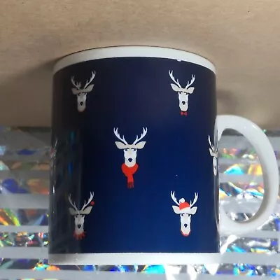 Buy Marks And Spencer Large White And Navy Christmas Reindeer Tea Coffee Mug Xmas  • 13.99£