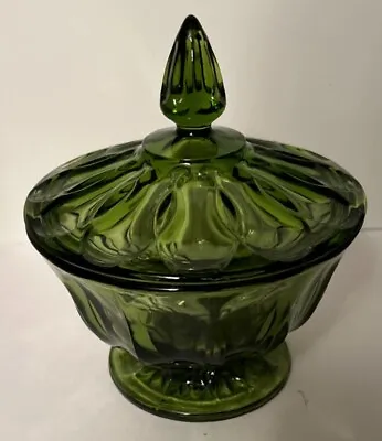 Buy Vintage Anchor Hocking Lidded Green Glass Candy Dish • 18.97£
