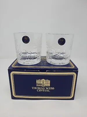 Buy Thomas Webb Crystal Glass Whisky Tumblers Boxed X 2 Pair Floral Etched • 19.99£