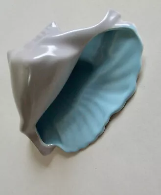 Buy Vintage Poole Pottery Twintone Conch Shell Sky Blue  & Dove Grey 19.5cm Long • 14.99£
