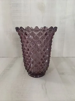 Buy Vintage Imperial Glass Amethyst Diamond Point Vase With Sawtooth Rim Purple • 39.77£