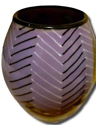 Buy KAREN PATINKIN Art Pottery Vase (7 )   Purple   Geometric Chevron    Chicago USA • 57.77£