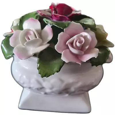 Buy Aynsley Fine Bone China Sqaure Roses Flower Basket • 10.99£
