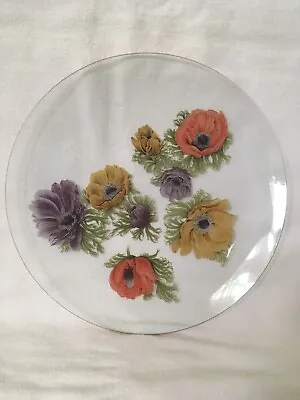 Buy Vintage Chance Glass Anemone Pattern Gold Rimmed Medium Round Plate Collectable • 16.85£