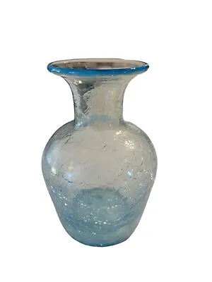 Buy Light Blue Crackled Crackle Glass Bud Vase 4  Tall • 9.06£