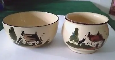 Buy 2 X  Vintage West Country Vintage  Sugar Bowls,Hand Painted ''Motto Ware'' • 4.99£