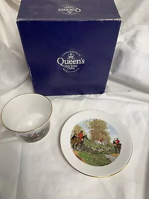 Buy Queen's Crownford Fine Bone China Large Cup And Saucer Hunting Scene Deco Cup • 10£
