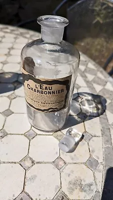 Buy Antique French Apothecary  Glass Medicine Bottle With Stopper Chemist Pharmacy • 15£