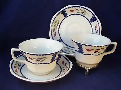 Buy Vintage Adams Ironstone Lancaster 2 Footed Cup & Saucer Sets 4pc England Retired • 14.34£