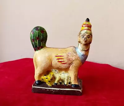 Buy Vintage Lord Krishna's Cow Old Pottery Terracotta Clay Idol Statue Old F95 • 90.92£