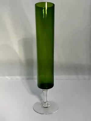 Buy Swedish Forest Green Glass Bud Vase With Clear Base  VTG MCM  • 18.16£