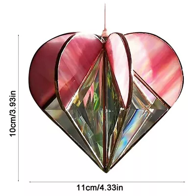 Buy 3D Heart Stained Glass Suncatcher Pendant Ornaments Multi-Sided Heart Pendant • 5.99£